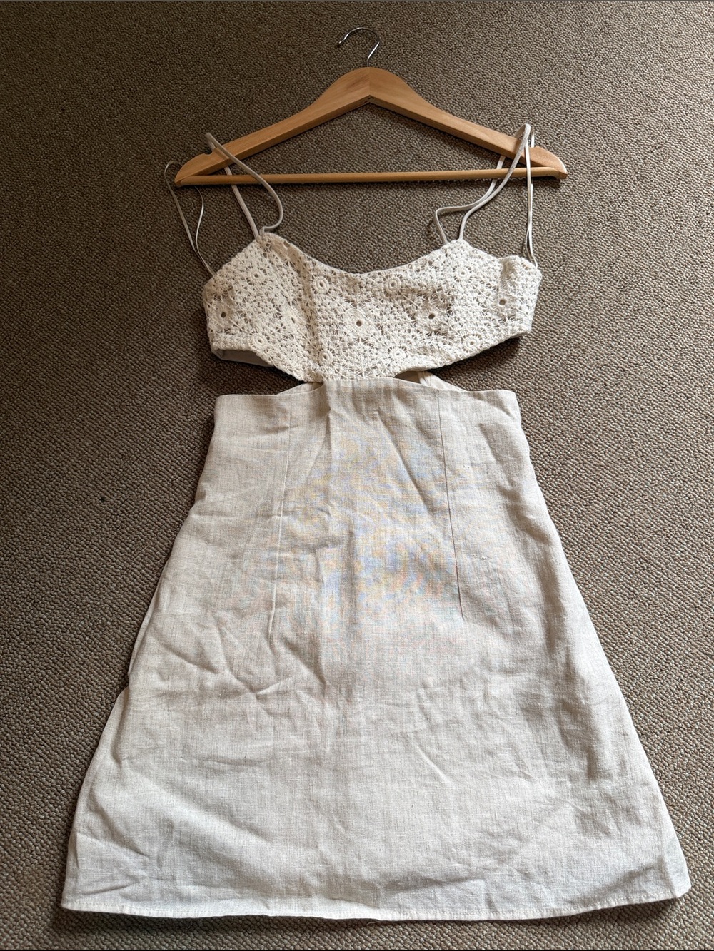 Zara Crochet Top Mini Dress in Sand Size XS - Picture 1 of 4